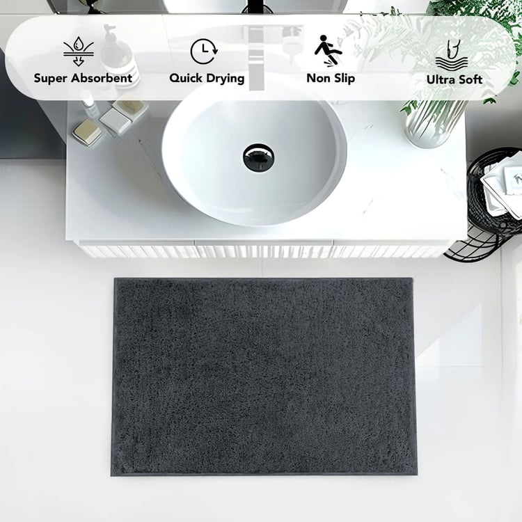 LUXE HOME INTERNATIONAL Microfibre Anti-Slip Bath Mat - 60x40cm