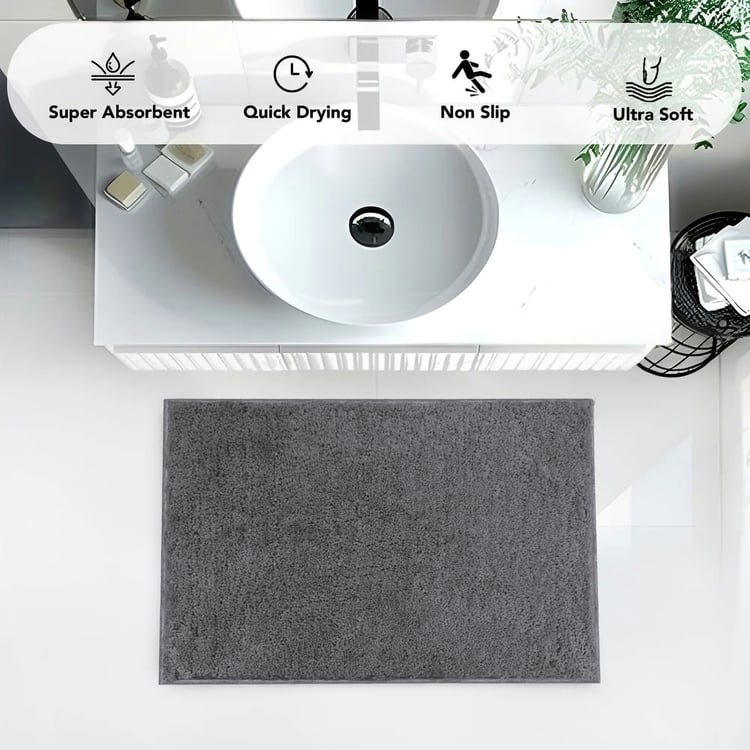 LUXE HOME INTERNATIONAL Microfibre Anti-Slip Bath Mat - 60x40cm