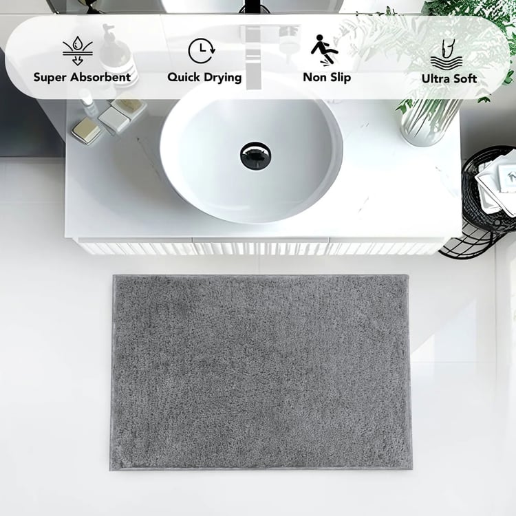 LUXE HOME Microfiber Anti-Slip Bath Mat - 60x40cm