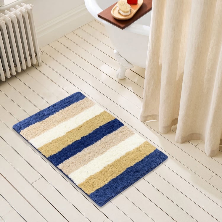 LUXE HOME Jericho Microfiber Striped Anti-Slip Bath Mat - 60x40cm