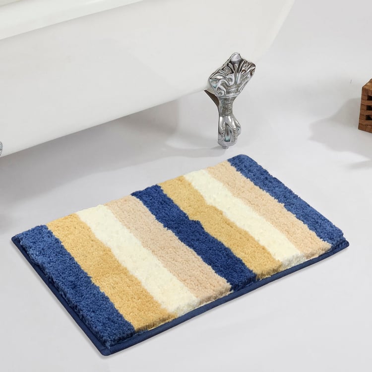 LUXE HOME Jericho Microfiber Striped Anti-Slip Bath Mat - 60x40cm