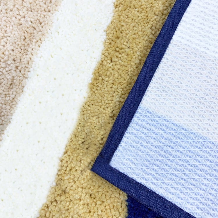 LUXE HOME Jericho Microfiber Striped Anti-Slip Bath Mat - 60x40cm