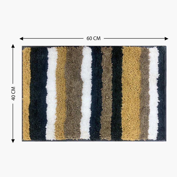 LUXE HOME Anthra Microfiber Striped Anti-Slip Bath Mat - 60x40cm