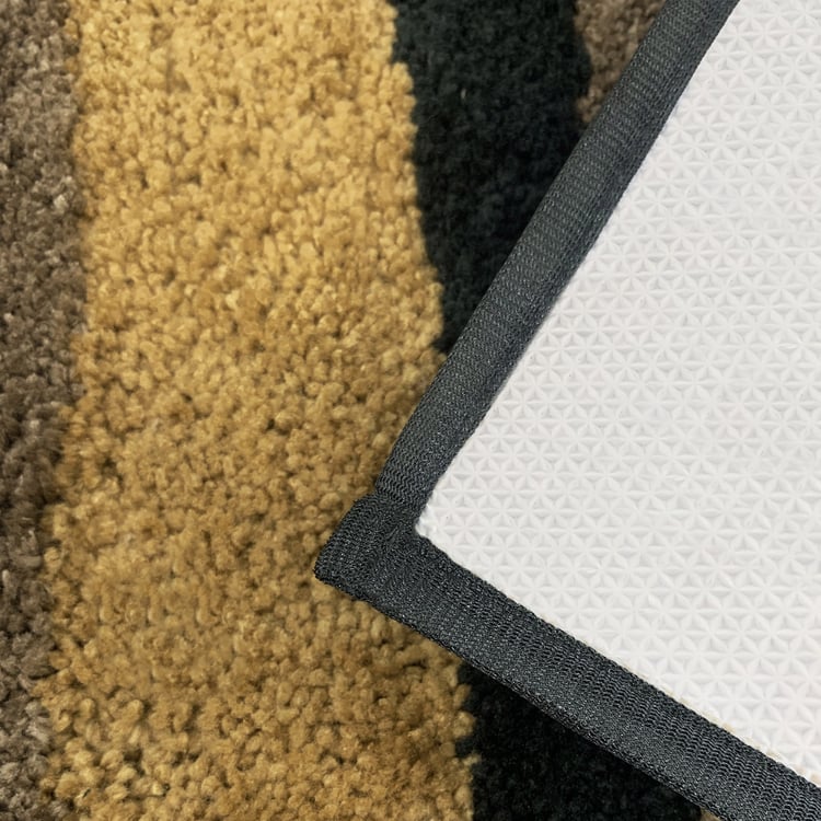 LUXE HOME Anthra Microfiber Striped Anti-Slip Bath Mat - 60x40cm