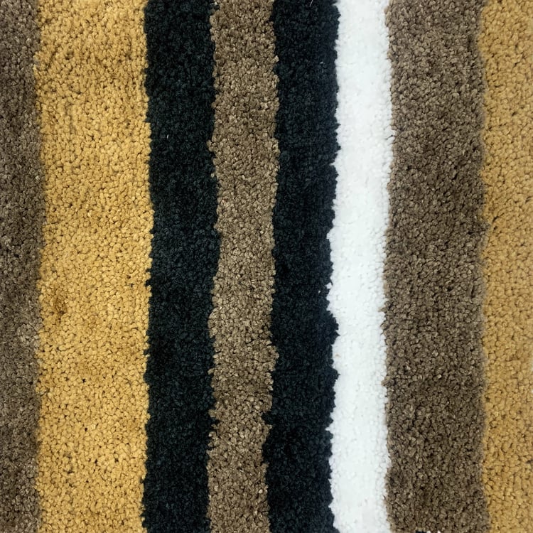 LUXE HOME Anthra Microfiber Striped Anti-Slip Bath Mat - 60x40cm