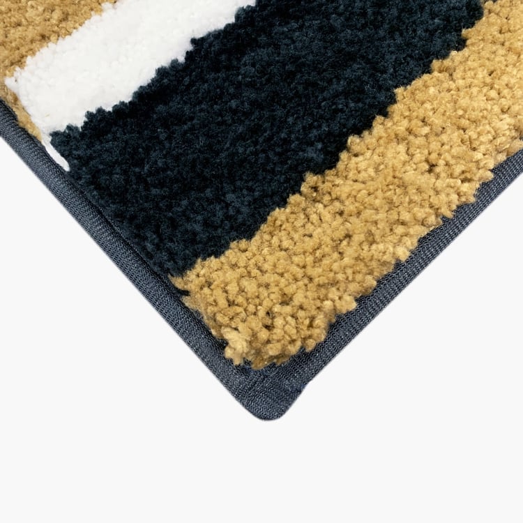 LUXE HOME Anthra Microfiber Striped Anti-Slip Bath Mat - 60x40cm