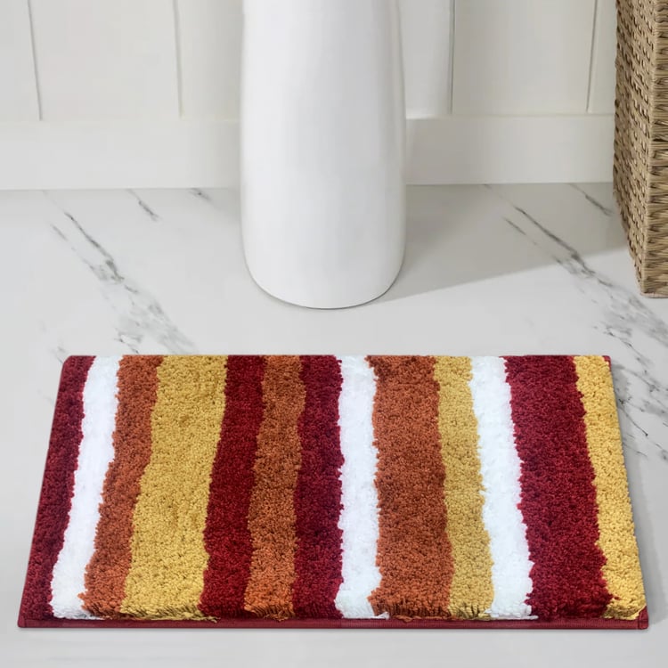 LUXE HOME Microfiber Striped Anti-Slip Bath Mat - 60x40cm