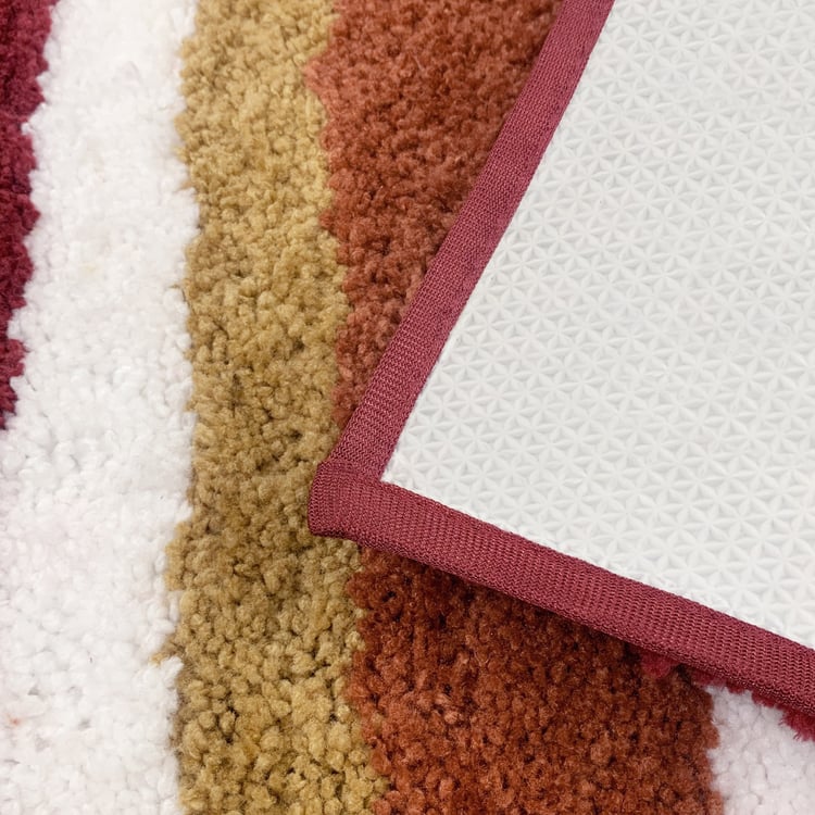 LUXE HOME Microfiber Striped Anti-Slip Bath Mat - 60x40cm