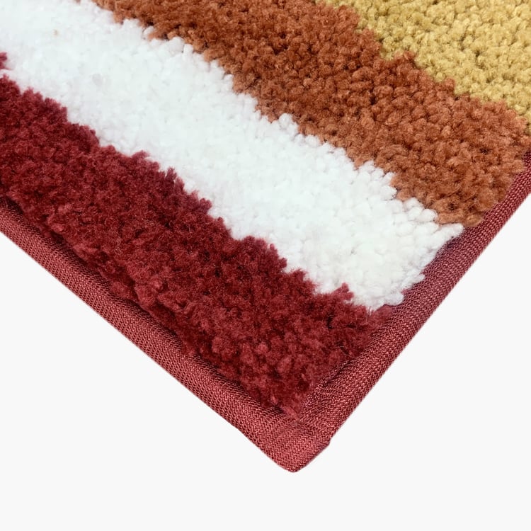 LUXE HOME Microfiber Striped Anti-Slip Bath Mat - 60x40cm