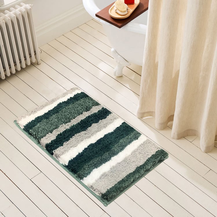 LUXE HOME Microfiber Striped Anti-Slip Bath Mat - 60x40cm