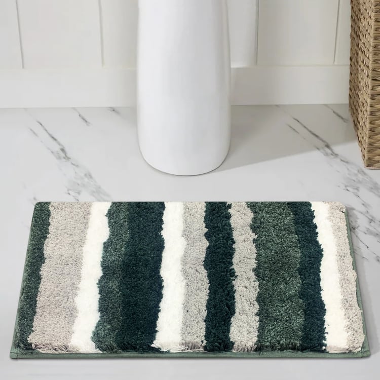 LUXE HOME Microfiber Striped Anti-Slip Bath Mat - 60x40cm