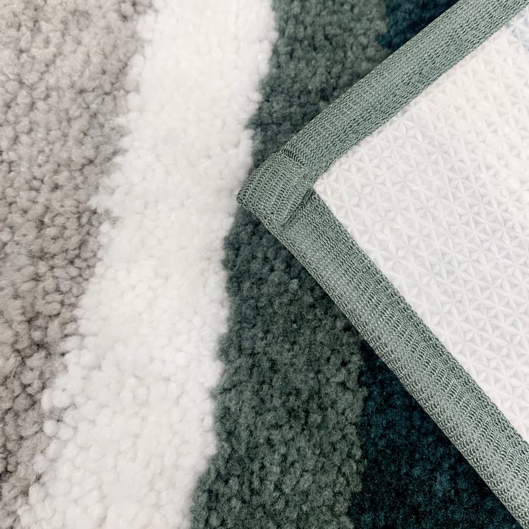 LUXE HOME Microfiber Striped Anti-Slip Bath Mat - 60x40cm