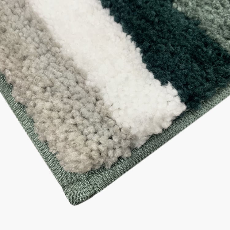 LUXE HOME Microfiber Striped Anti-Slip Bath Mat - 60x40cm