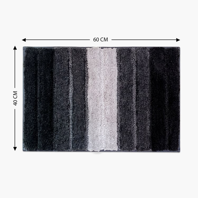 LUXE HOME INTERNATIONAL Microfiber Striped Anti-Slip Bath Mat - 60x40cm