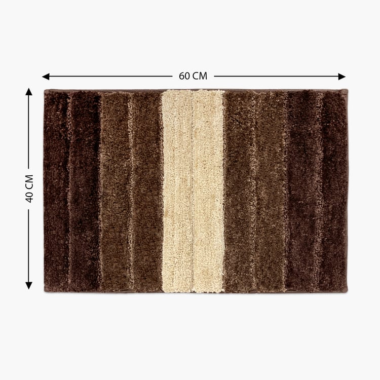 LUXE HOME INTERNATIONAL Microfibre Striped Anti-Slip Bath Mat - 60x40cm