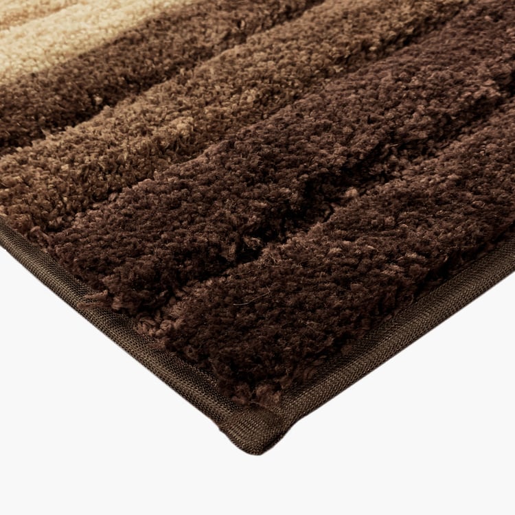 LUXE HOME INTERNATIONAL Microfibre Striped Anti-Slip Bath Mat - 60x40cm