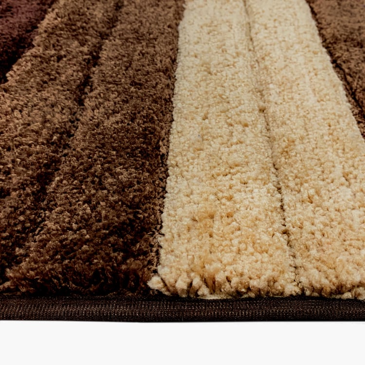 LUXE HOME INTERNATIONAL Microfibre Striped Anti-Slip Bath Mat - 60x40cm