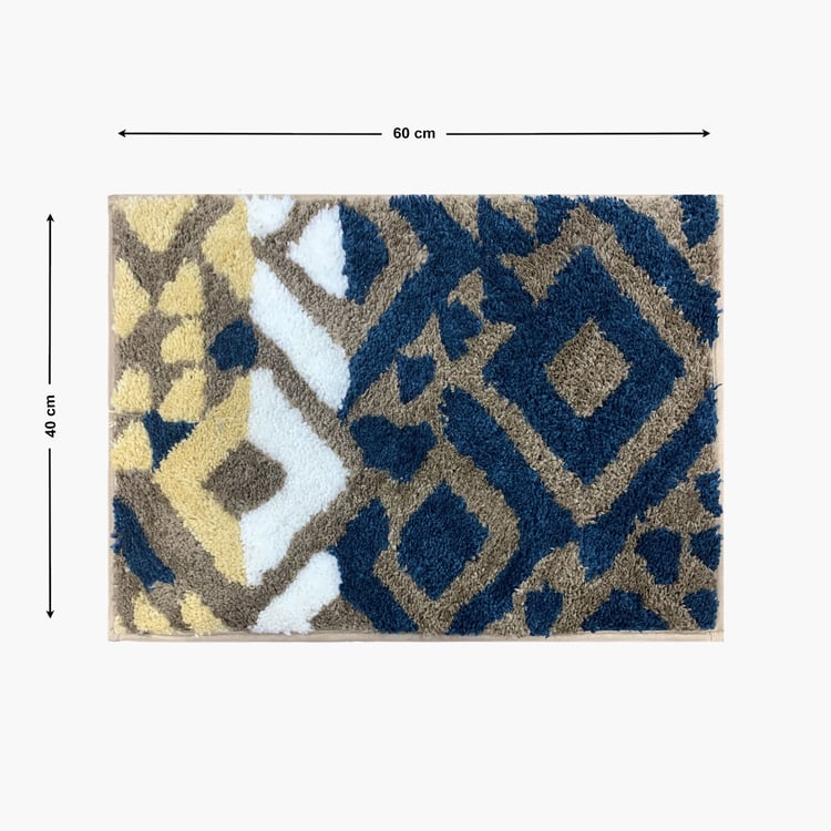 LUXE HOME Macau Microfibre Geometric Anti-Slip Bath Mat - 60x40cm