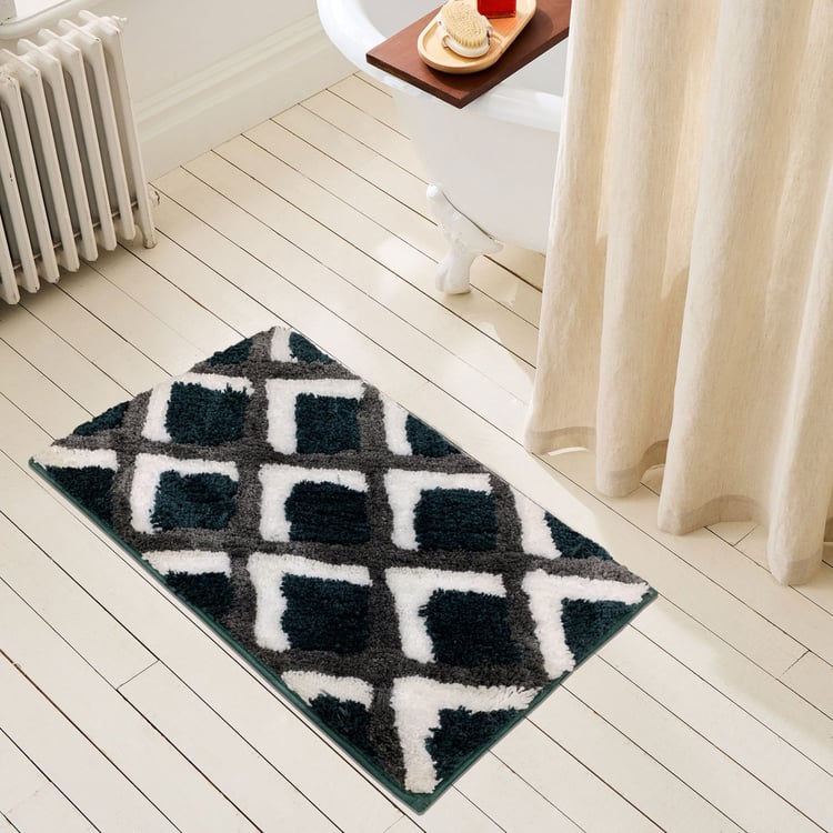 LUXE HOME Macau Square Microfiber Anti-Slip Bath Mat - 60x40cm
