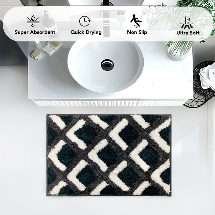 LUXE HOME Macau Square Microfiber Anti-Slip Bath Mat - 60x40cm
