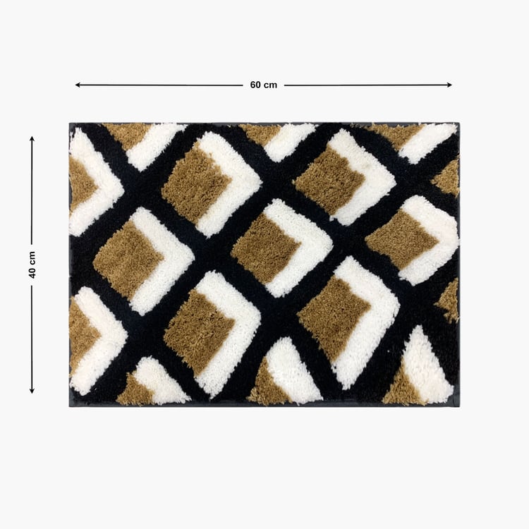 LUXE HOME Macau Microfibre Geometric Anti-Slip Bath Mat - 60x40cm