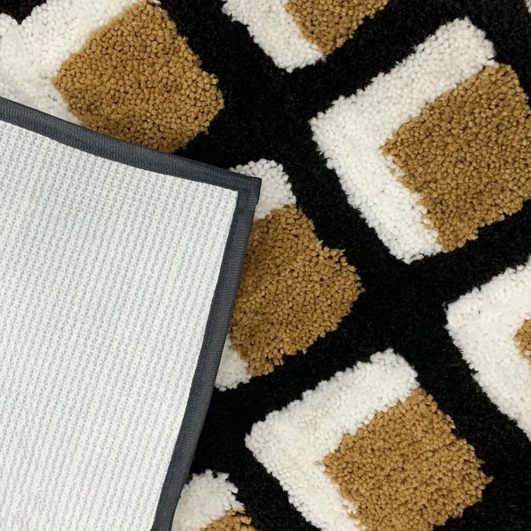 LUXE HOME Macau Microfibre Geometric Anti-Slip Bath Mat - 60x40cm