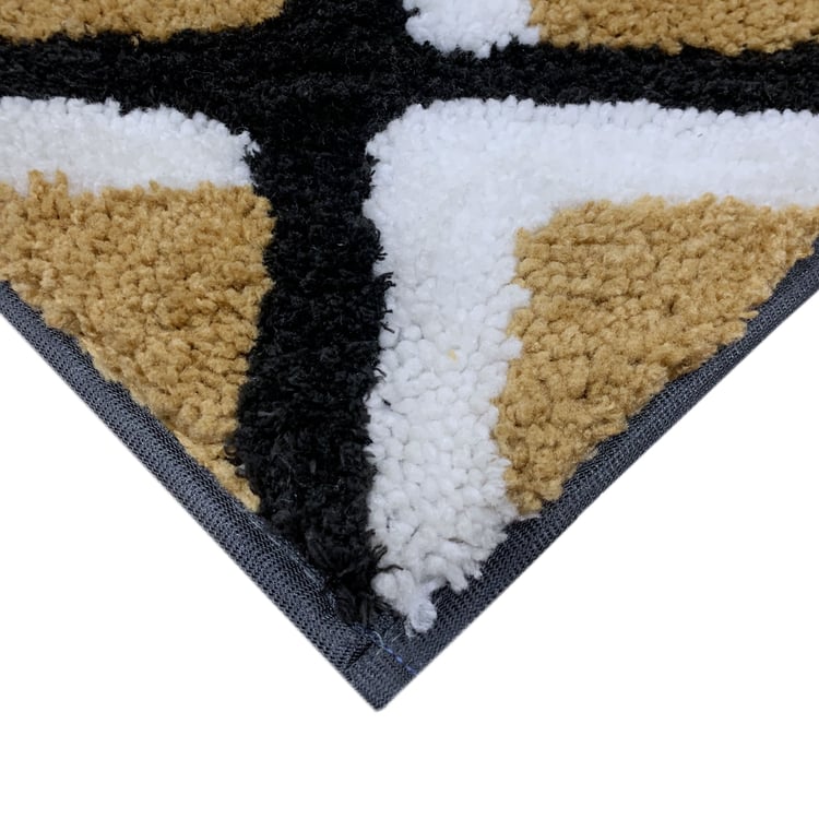 LUXE HOME Macau Microfibre Geometric Anti-Slip Bath Mat - 60x40cm