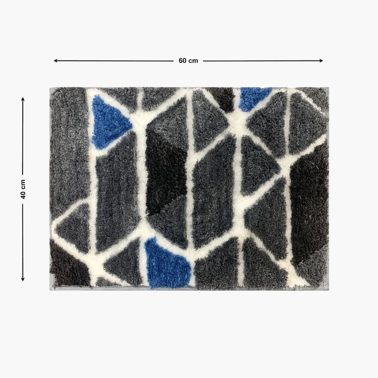 LUXE HOME Macau Microfiber Geometric Anti-Slip Bath Mat - 60x40cm