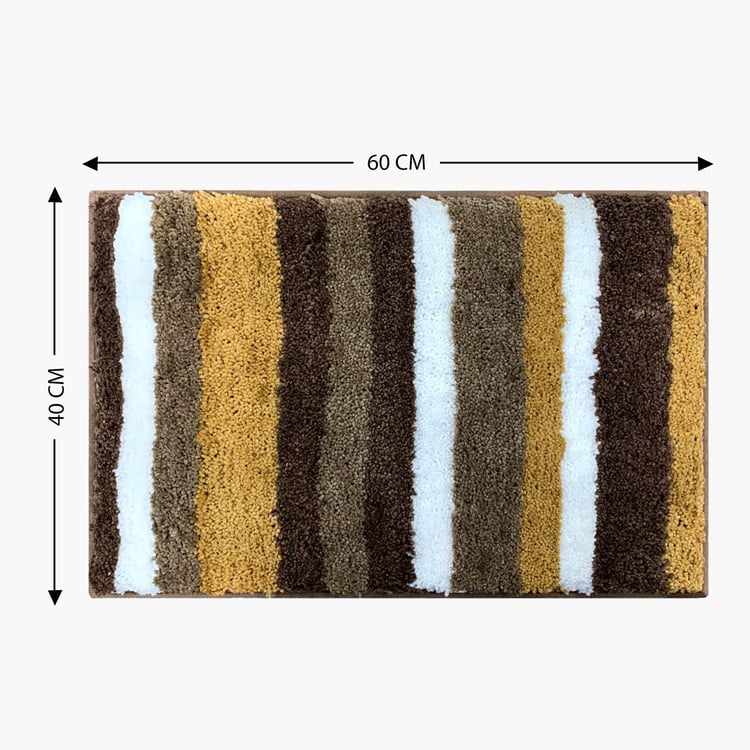 LUXE HOME Microfibre Striped Anti-Slip Bath Mat - 60x40cm