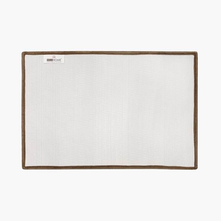 LUXE HOME Microfibre Striped Anti-Slip Bath Mat - 60x40cm