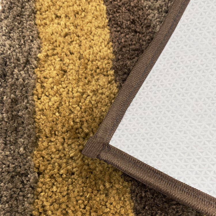 LUXE HOME Microfibre Striped Anti-Slip Bath Mat - 60x40cm