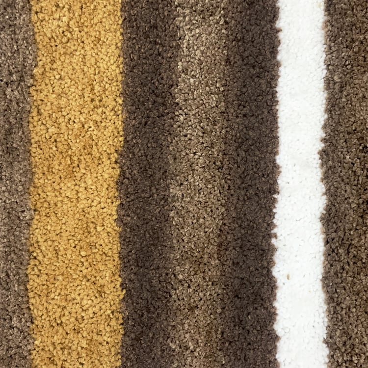 LUXE HOME Microfibre Striped Anti-Slip Bath Mat - 60x40cm