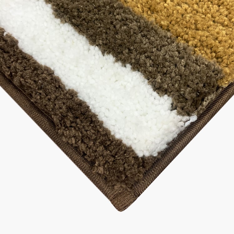 LUXE HOME Microfibre Striped Anti-Slip Bath Mat - 60x40cm