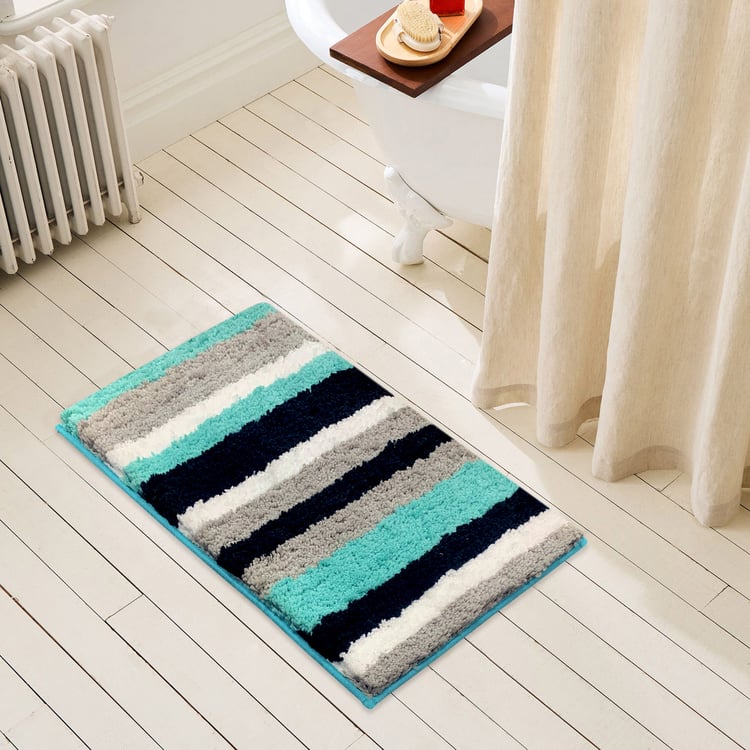 LUXE HOME Microfibre Striped Anti-Slip Bath Mat - 60x40cm