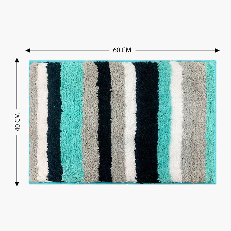 LUXE HOME Microfibre Striped Anti-Slip Bath Mat - 60x40cm