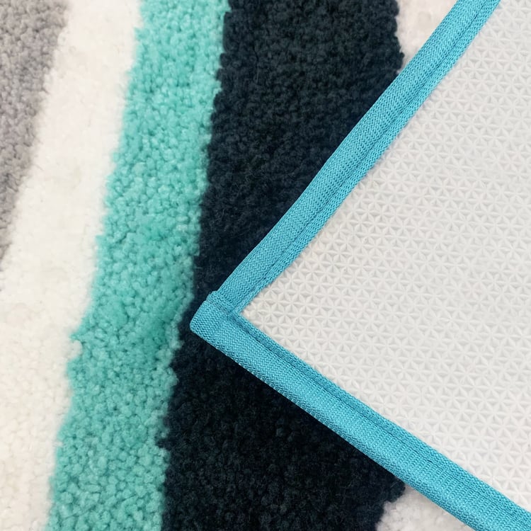 LUXE HOME Microfibre Striped Anti-Slip Bath Mat - 60x40cm