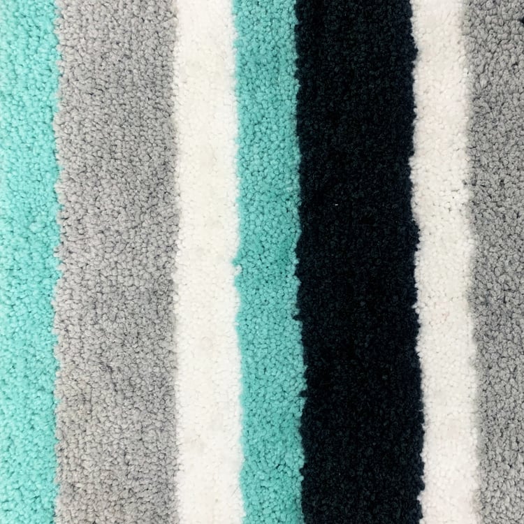 LUXE HOME Microfibre Striped Anti-Slip Bath Mat - 60x40cm