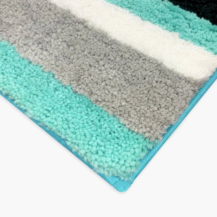 LUXE HOME Microfibre Striped Anti-Slip Bath Mat - 60x40cm