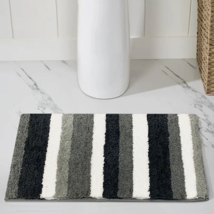 LUXE HOME International Microfibre Striped Anti-Slip Bath Mat - 60x40cm