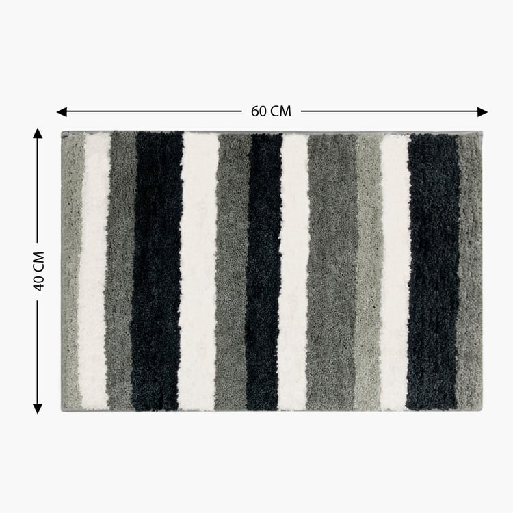 LUXE HOME International Microfibre Striped Anti-Slip Bath Mat - 60x40cm