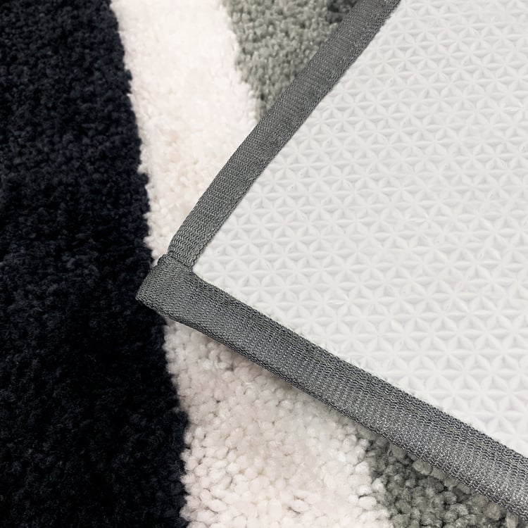 LUXE HOME International Microfibre Striped Anti-Slip Bath Mat - 60x40cm