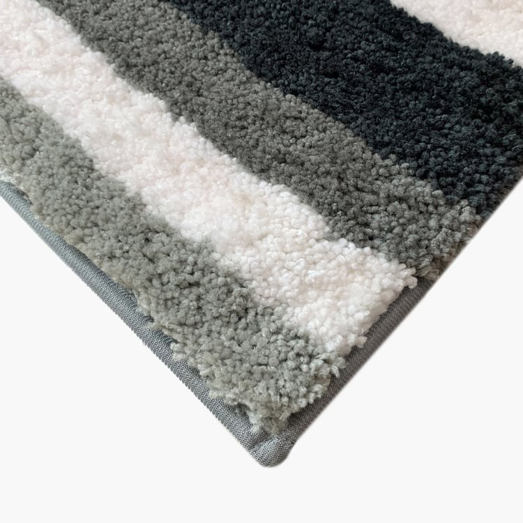 LUXE HOME International Microfibre Striped Anti-Slip Bath Mat - 60x40cm