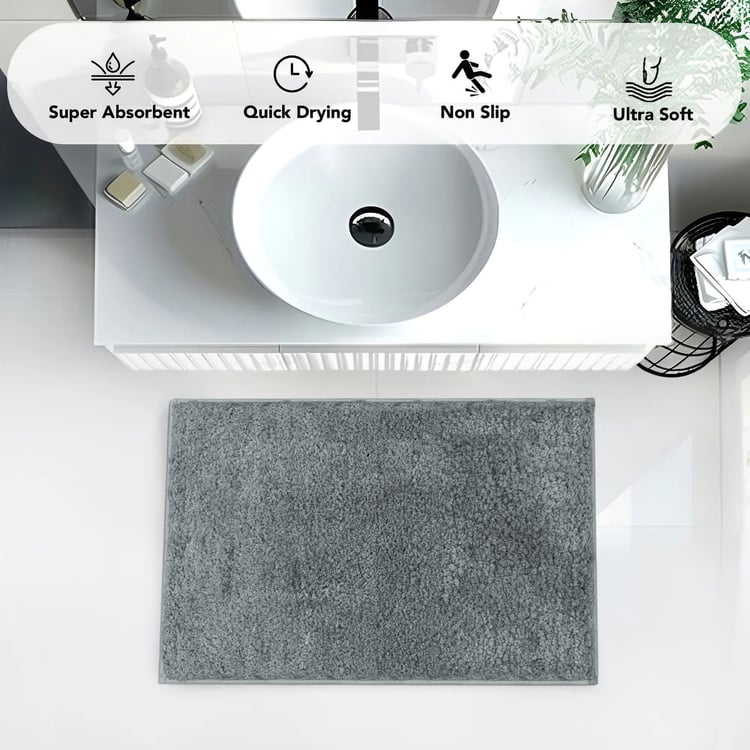 LUXE HOME INTERNATIONAL Microfibre Anti-Slip Bath Mat - 60x40cm