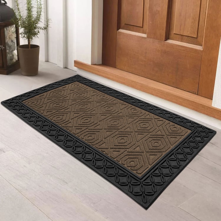LUXE HOME Coir Hexagon Embossed Doormat - 75x45cm