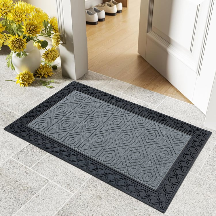 LUXE HOME Coir Hexagon Embossed Doormat - 75x45cm