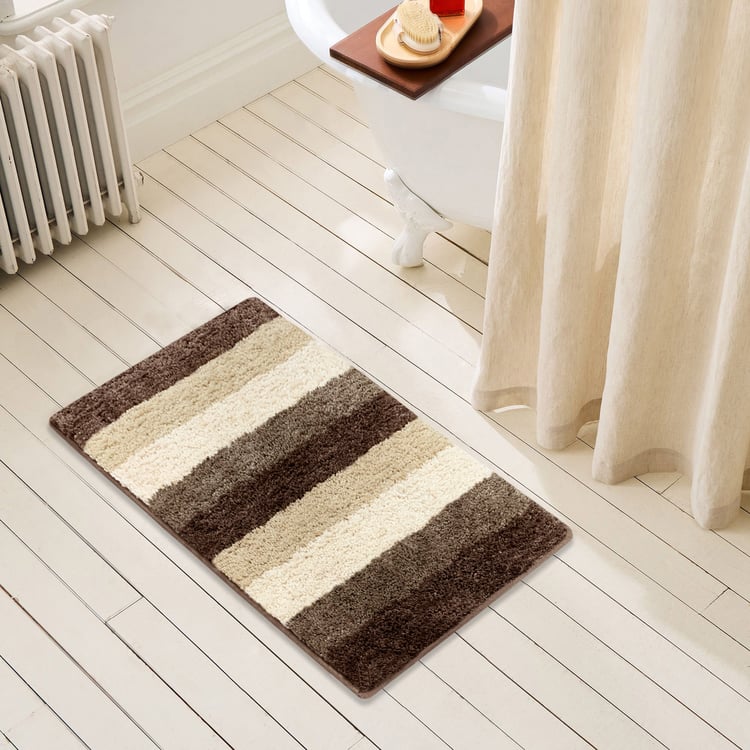 LUXE HOME Jericho Microfibre Striped Anti-Slip Bath Mat - 60x40cm