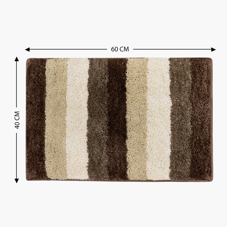 LUXE HOME Jericho Microfibre Striped Anti-Slip Bath Mat - 60x40cm