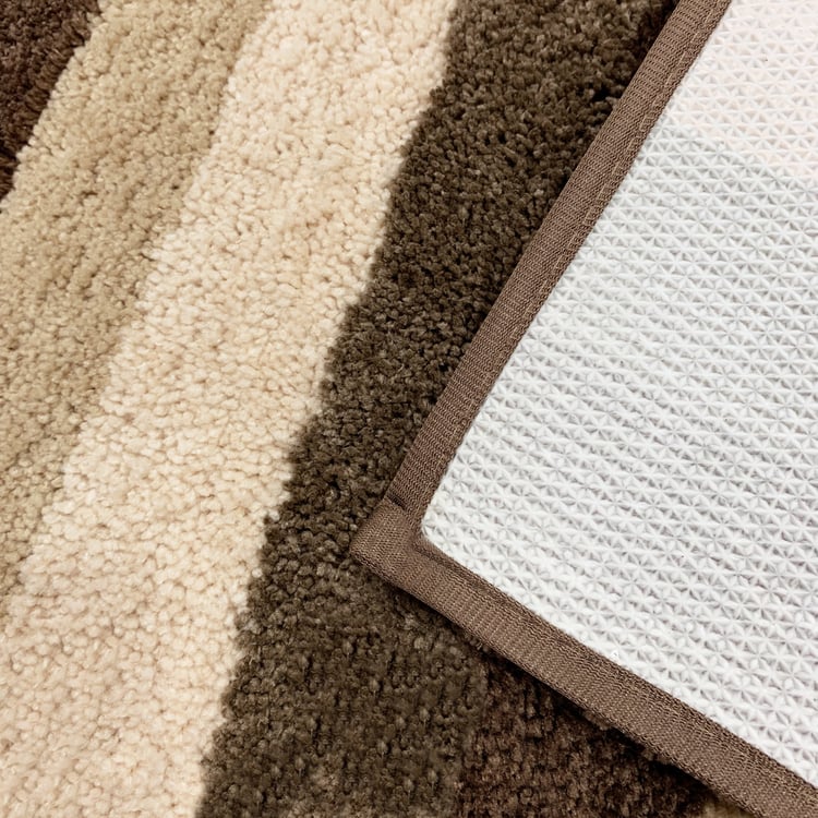 LUXE HOME Jericho Microfibre Striped Anti-Slip Bath Mat - 60x40cm