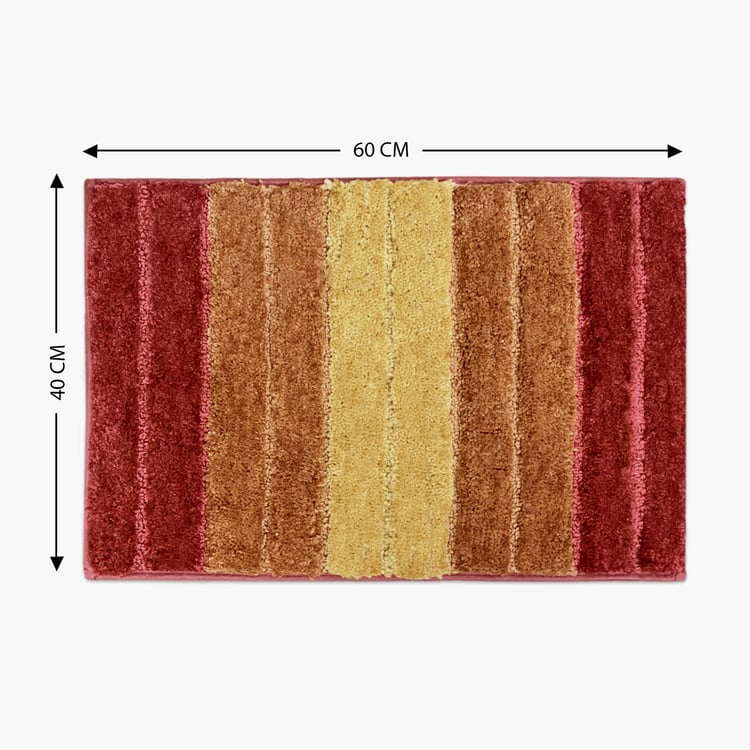 LUXE HOME INTERNATIONAL Microfibre Striped Anti-Slip Bath Mat - 60x40cm
