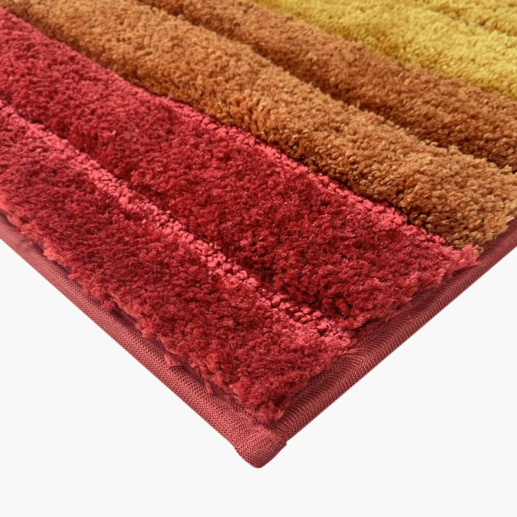 LUXE HOME INTERNATIONAL Microfibre Striped Anti-Slip Bath Mat - 60x40cm